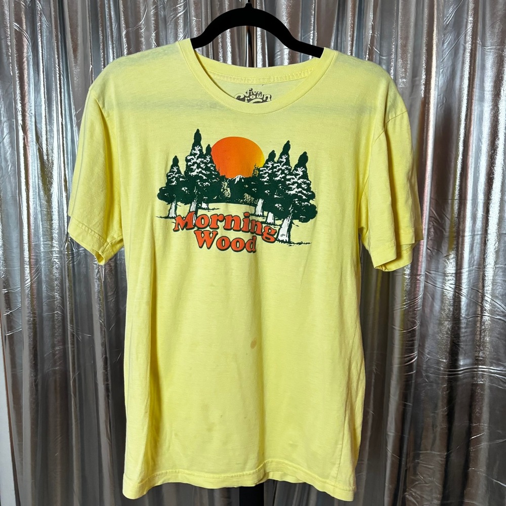 Morning Wood 3D Puff Print Graphic Tee Yellow